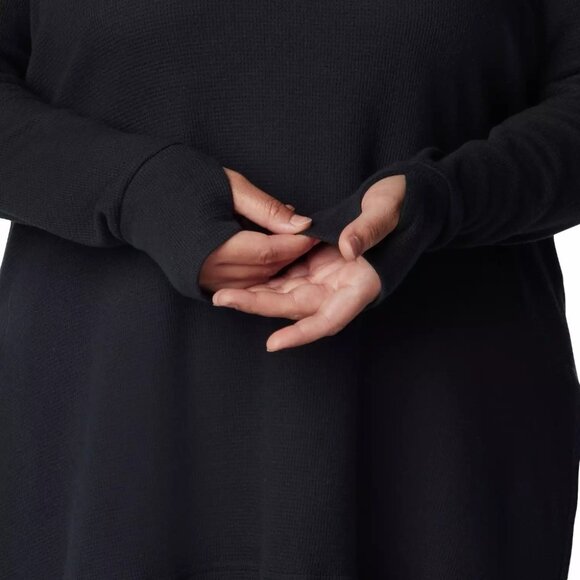 Columbia Black Holly Hideaway Waffle Weave Long-Sleeve Thumb Shirt Tunic Top 1X - Picture 4 of 9